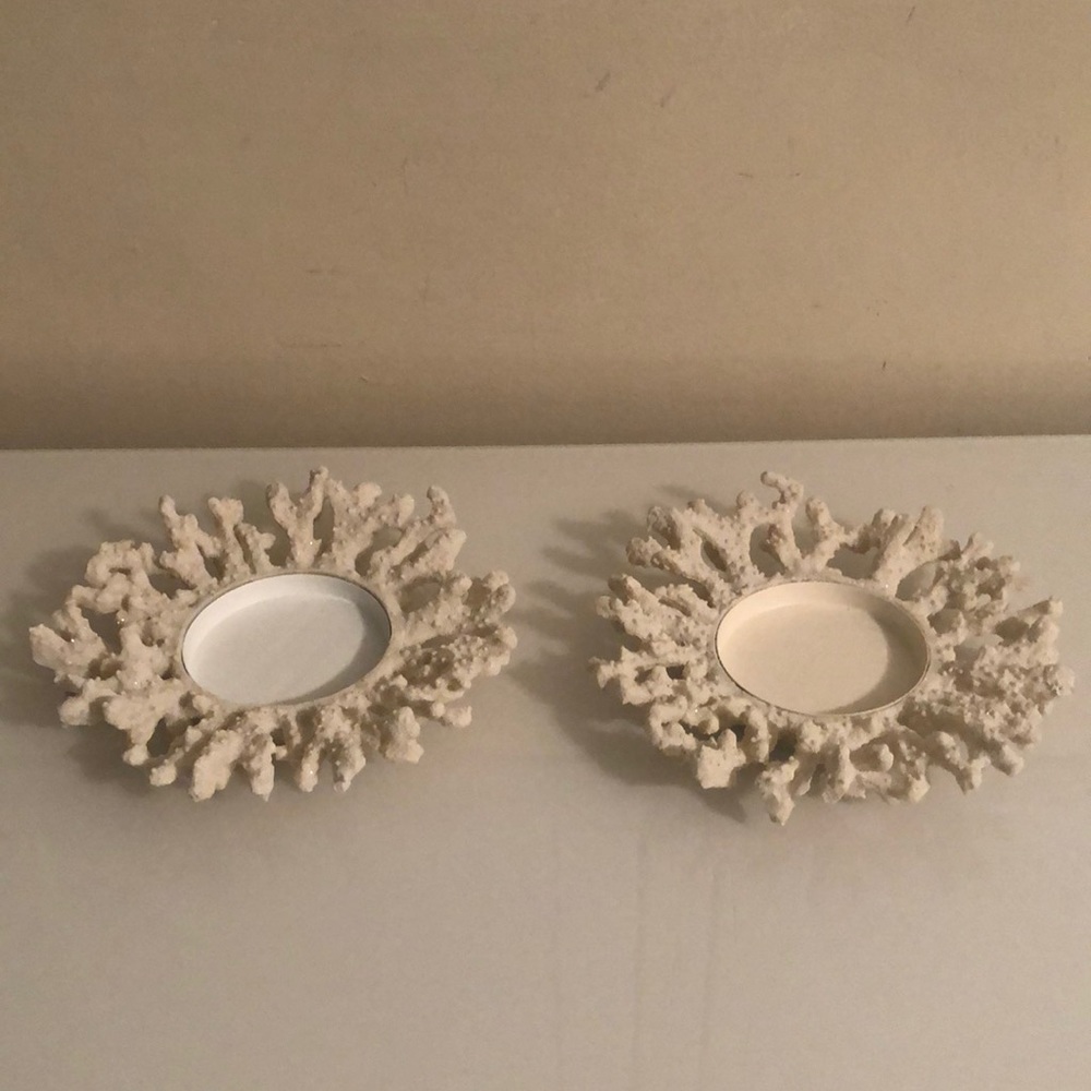 Two White Coral Candle Holders - Picture 2 of 3